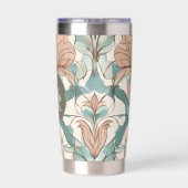 Moderne Elegante Botanische Roze Bloemen Damast Geïsoleerde Drinkbeker (Achterkant)