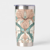 Moderne Elegante Botanische Roze Bloemen Damast Geïsoleerde Drinkbeker (Rechts)