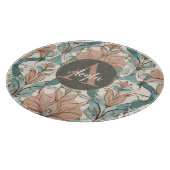 Moderne Elegante Botanische Roze Bloemen Damast Snijplank (Hoek)