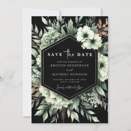 Moderne Elegante Botanische Salie Groene Trouwdag Save The Date (Voorkant)
