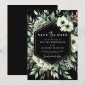 Moderne Elegante Botanische Salie Groene Trouwdag Save The Date (Voorkant / Achterkant)