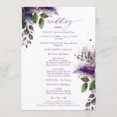 Moderne Elegante Botanische Waterverf Bloemenbruil Programmakaart (Achterkant)