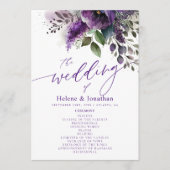 Moderne Elegante Botanische Waterverf Bloemenbruil Programmakaart (Voorkant)