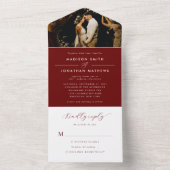 Moderne Elegante Bourgogne Ampersand Fotobruiloft All In One Uitnodiging (Binnen)