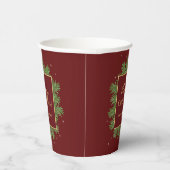 Moderne Elegante Bourgogne Rode Kerst Botanisch Papieren Bekers (Rechts)