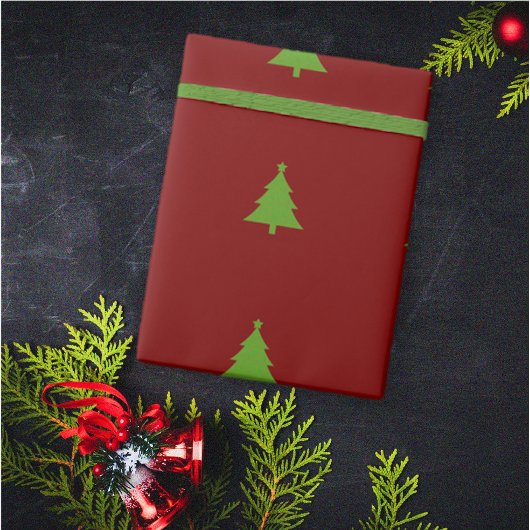 Moderne Elegante Bourgondische Groene Kerstmis Cadeaupapier