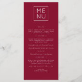 Moderne Elegante Bourgondische Menukaart (Voorkant)