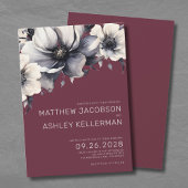 Moderne Elegante Bourgondische Rode Bloemen Bruilo Kaart