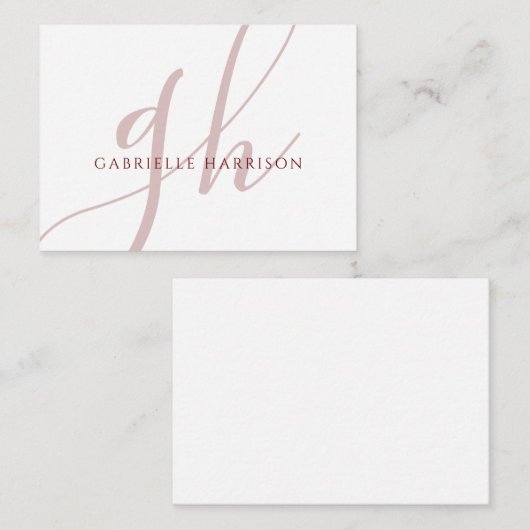 Moderne Elegante Bourgondische Script Monogram Naa Notitiekaartje (Voorkant / Achterkant)