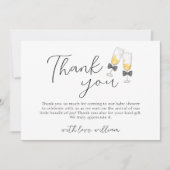 Moderne Elegante Bow Champagne Sip & See Baby show Bedankkaart (Voorkant)