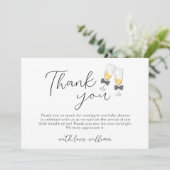Moderne Elegante Bow Champagne Sip & See Baby show Bedankkaart (Staand voorkant)