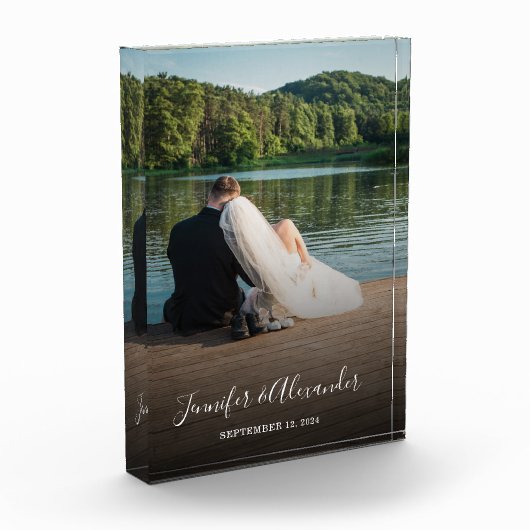 Moderne elegante bruid bruidegom paar fotoblokken (Links)