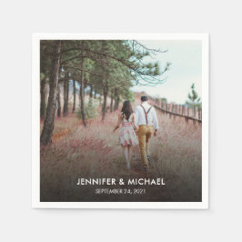 Moderne elegante bruid en bruidegom foto bruiloft servet