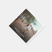 Moderne elegante bruid en bruidegom foto bruiloft servet (Hoek)