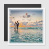 Moderne Elegante Bruid en Bruidegom Foto Huwelijks Magnetische Uitnodiging (Voorkant / Achterkant)