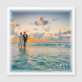 Moderne Elegante Bruid en Bruidegom Foto Huwelijks Magnetische Uitnodiging (Voorkant)