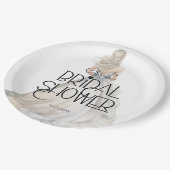 Moderne Elegante Bruid in Trouwjurk Bruidsfeest Papieren Bordje (Gekanteld)