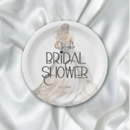 Moderne Elegante Bruid in Trouwjurk Bruidsmeisjesf Papieren Bordje