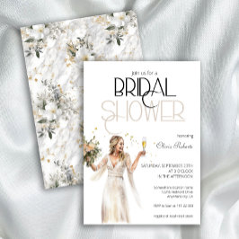 Moderne Elegante Bruid in Trouwjurk Vrijgezellenfe Kaart