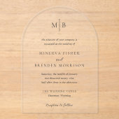 Moderne Elegante Bruiloft Acryl Uitnodigingen (Voorkant)