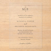 Moderne Elegante Bruiloft Acryl Uitnodigingen (Voorkant)