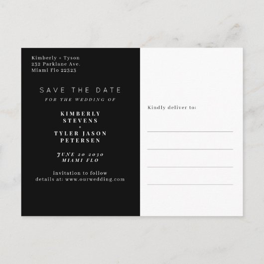Moderne elegante bruiloft, behalve de datum aankondigingskaart (Achterkant)