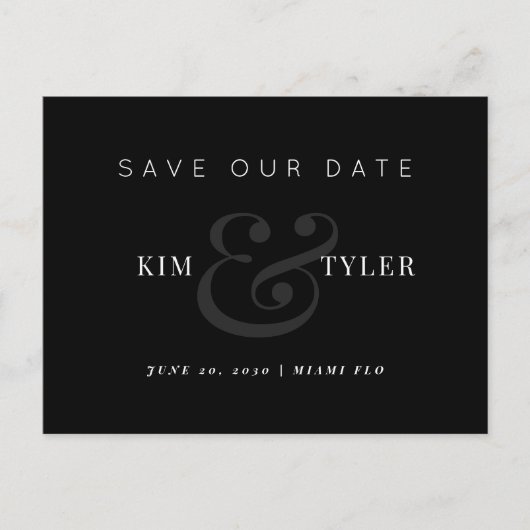 Moderne elegante bruiloft, behalve de datum aankondigingskaart (Voorkant)