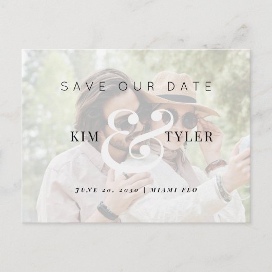 Moderne elegante bruiloft, behalve de datumfoto aankondigingskaart (Voorkant)