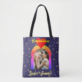 Moderne Elegante Bruiloft Custom Foto Canvas tasse Tote Bag