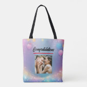 Moderne Elegante Bruiloft Custom Foto Canvas tasse Tote Bag (Achterkant)