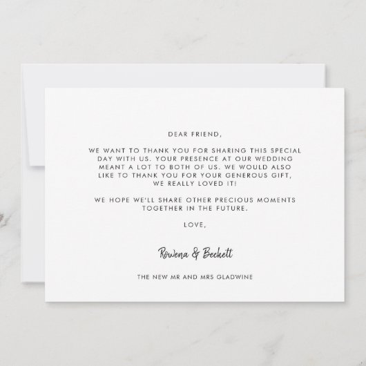 Moderne elegante bruiloft Dank u voor uw fotokaart Aankondiging (Achterkant)