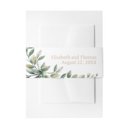 Moderne elegante bruiloft eucalyptus bladeren uitnodigingen wikkel