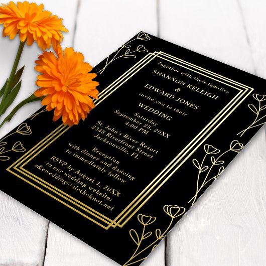 Moderne Elegante Bruiloft Folie Uitnodiging