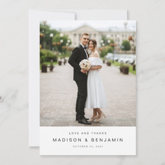 Moderne elegante bruiloft fotocollage bedankkaart (Voorkant)