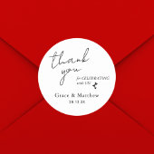 Moderne elegante bruiloft gunst dank u ronde sticker