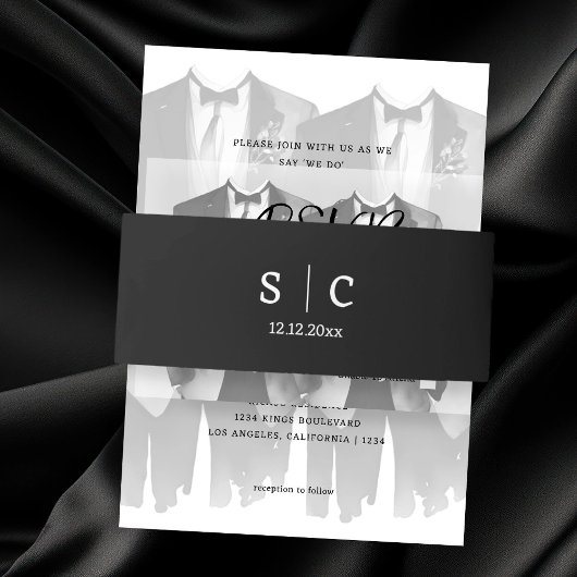 Moderne elegante bruiloft monogrammed uitnodigingen wikkel