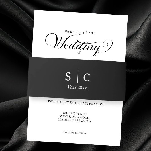 Moderne elegante bruiloft monogrammed uitnodigingen wikkel