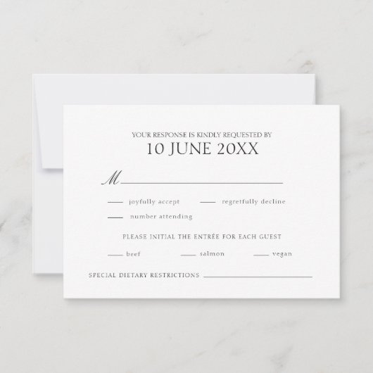 Moderne elegante bruiloft RSVP (Voorkant)