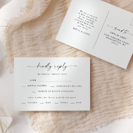 Moderne Elegante Bruiloft RSVP in Schrijfletters Briefkaart