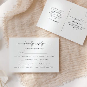 Moderne Elegante Bruiloft RSVP in Schrijfletters Briefkaart