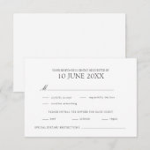 Moderne elegante bruiloft RSVP Kaartje (Voorkant / Achterkant)