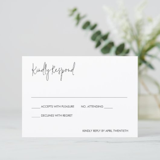 Moderne Elegante Bruiloft RSVP Kaartje (Staand voorkant)