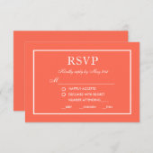 Moderne Elegante Bruiloft RSVP Koraal Wit Kaart MW (Voorkant / Achterkant)