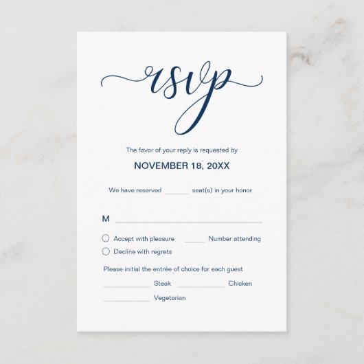 Moderne Elegante bruiloft RSVP, Reageren Informatiekaartje (Voorkant)