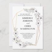 Moderne Elegante Bruiloft Uitnodiging met Bloemen (Voorkant)