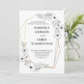 Moderne Elegante Bruiloft Uitnodiging met Bloemen (Staand voorkant)