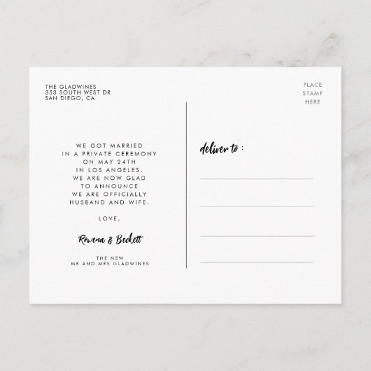 Moderne elegante bruiloft We hebben de knoop doorg Briefkaart (Achterkant)