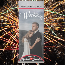 Moderne Elegante Bruiloft Welkom Aangepaste Foto Roll-up Banner