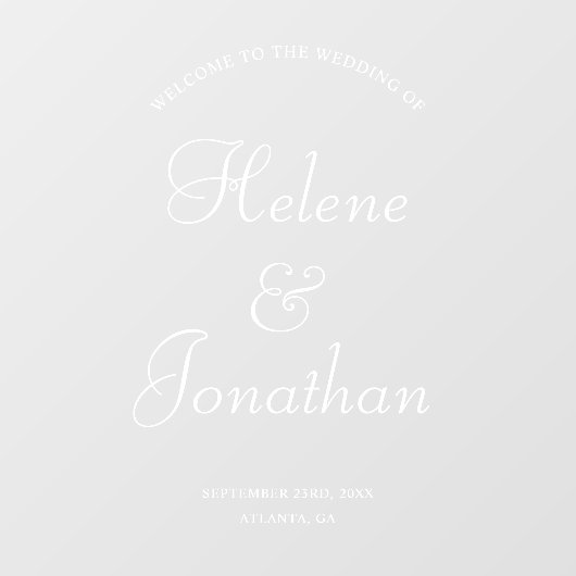 Moderne Elegante Bruiloft Welkomstbord Spiegel Dec Raamsticker (Vel)