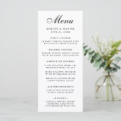 Moderne Elegante Bruiloft Zwart & Wit Menu (Staand voorkant)